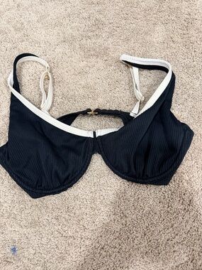 Hollister Black Bikini Top with Cream Trim